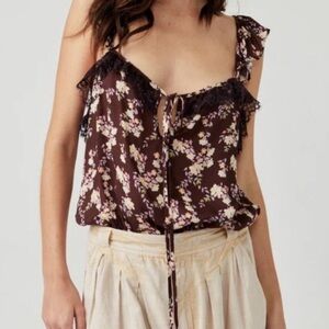 Free people Take it Away Bodysuit Merlot Chocolate brown combo